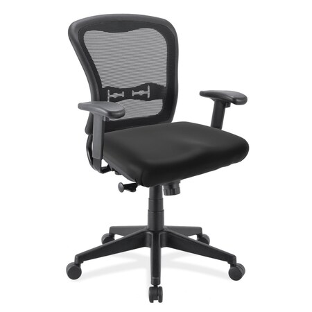 Officesource Spice Collection Mid Back Chair, Mesh Back, Black Upholstered Seat with Black Frame 7854ANSABK